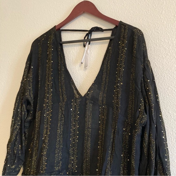 NWT L*Space Byron Metallic Thread Gold Shimer Tunic Dress in Size Small - Picture 4 of 13